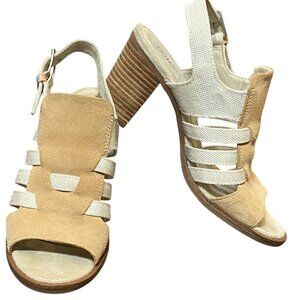 TOMS Women's Majorca Suede/Woven Sandal Honey Suede/Yarn Dye Sz 7 #338E